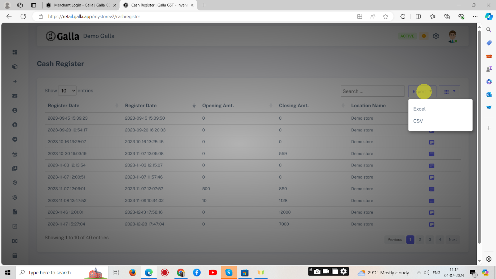 You can export this report as Excel or CSV to your desktop.