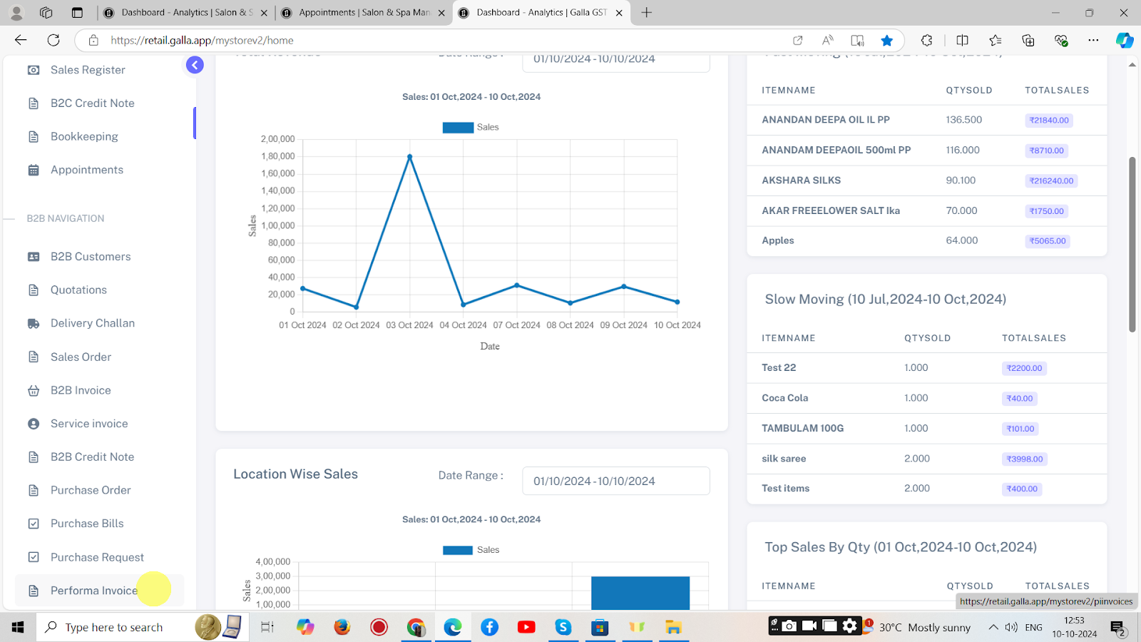 In the Admin Galla app, click on Performa Invoice.